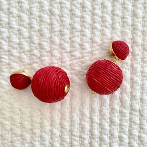 Tuckernuck Raffia Lantern Earrings, Bright Pink